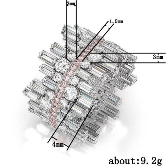 SQUARE 925 STERLING SILVER DIAMOND RING, CUTE RING, SHINY RING. - Picture 7 of 7